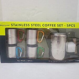 Alpine Mountain Gear 5 piece Stainless Steel Coffee Set 9 Cup Percolator Camping
